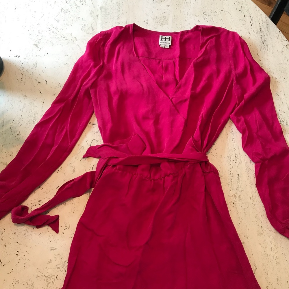 Haute Hippie Bright Pink Wrap Dress